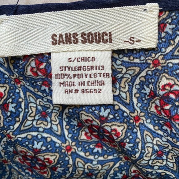 Sans Souci Geometric Pattern Strappy Romper with Waist Tie / Size S - Picture 6 of 7